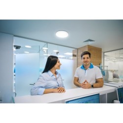 LED lubinis šviestuvas VARSO 12/20W CCT-O-SE su judesio davikliu, IP51, apvalus, baltas