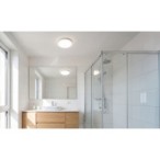 Lubinio montavimo LED plafonas VARSO CCT, 22W/30W, su judesio davikliu, IP54, apvalus, baltas