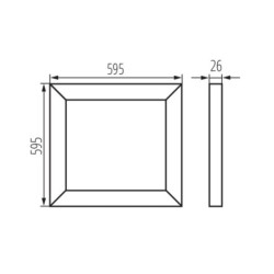 Įleidžiamas LED šviestuvas-rėmelis AVAR W U 6060 32W-CCT, 595x595mm