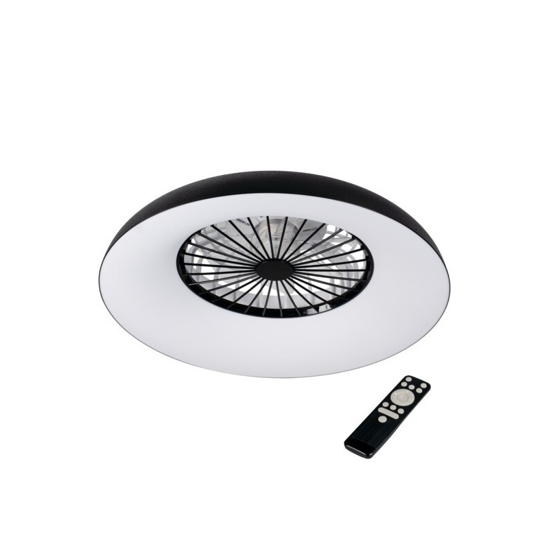 Lubinis LED šviestuvas su ventiliatoriumi PLAVE PAN60 CCT+RGB B, 48W, juodas