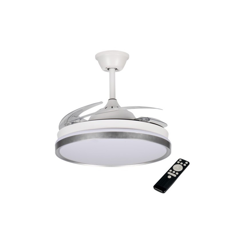 Lubinis LED šviestuvas su ventiliatoriumi PLAVE INB49 CCT W/SR (36W, CCT, balta/sidabrinė)