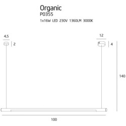 Pakabinamas šviestuvas Organic Horizon Integruotas LED 16W Chromas
