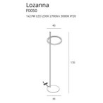 Toršeras Lozanna Integruotas LED 27W Auksinis
