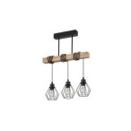 Pakabinamas šviestuvas LED E27 Otto x3 50cm JUODA + Medis