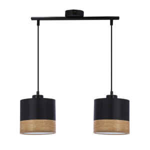 PORTO Pakabinamas šviestuvas Juoda 2xE27 Juoda +Ruda (Ąžuolo veneer)