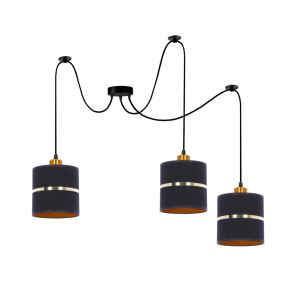 ASSAM P Pakabinamas šviestuvas Juoda +Aukso 3xE27 Juoda +Aukso stripe
